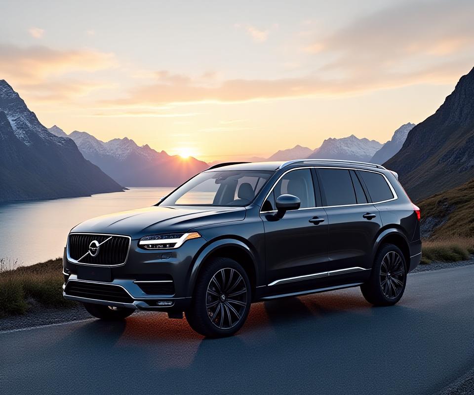 En robust SUV parkert ved en norsk fjord under dramatiske skyer